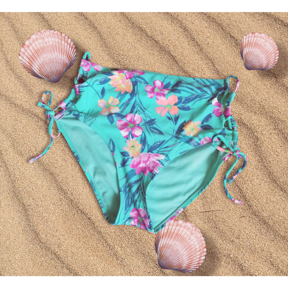 Arizona Mint Floral Hipster Swim Side Tie Bottoms Size M